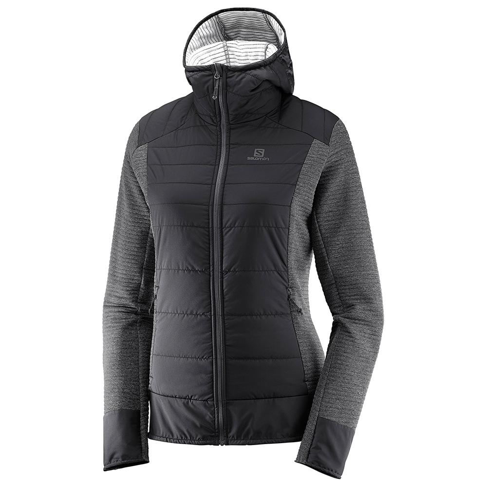 Salomon Singapore Womens Jackets - RIGHT NICE HYBRID HOODIE W Black | 78362-DVAQ